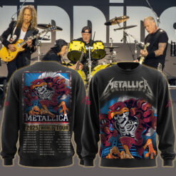 metallica m72 world tour may 7 2025 blacksburg virginia lane stadium skeleton hokie mascot artwork aop sweatshirt 1