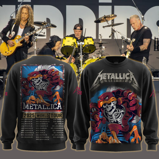 metallica m72 world tour may 7 2025 blacksburg virginia lane stadium skeleton hokie mascot artwork aop sweatshirt 1
