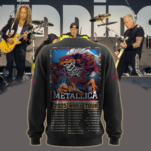 metallica m72 world tour may 7 2025 blacksburg virginia lane stadium skeleton hokie mascot artwork aop sweatshirt 2