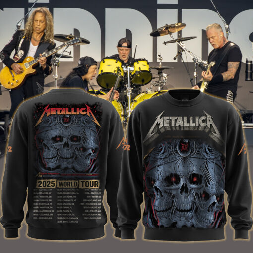 metallica m72 world tour may 9 2025 columbus ohio historic crew stadium triple skull rose spider artwork aop sweatshirt 1