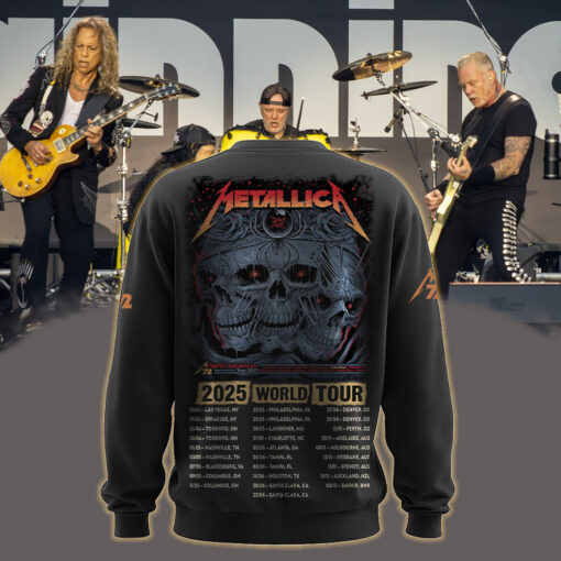 metallica m72 world tour may 9 2025 columbus ohio historic crew stadium triple skull rose spider artwork aop sweatshirt 2