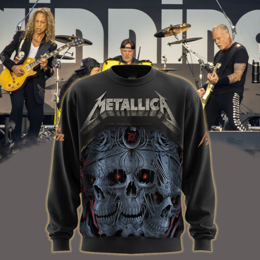 metallica m72 world tour may 9 2025 columbus ohio historic crew stadium triple skull rose spider artwork aop sweatshirt