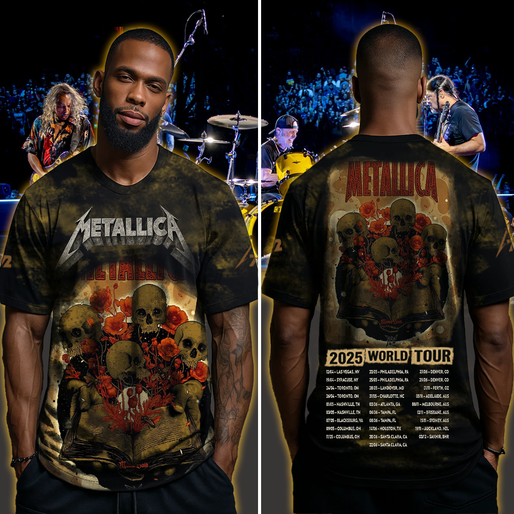 metallica load remastered mama said inspired all over print gothic skull poppy floral design 2025 rock style shirt 4