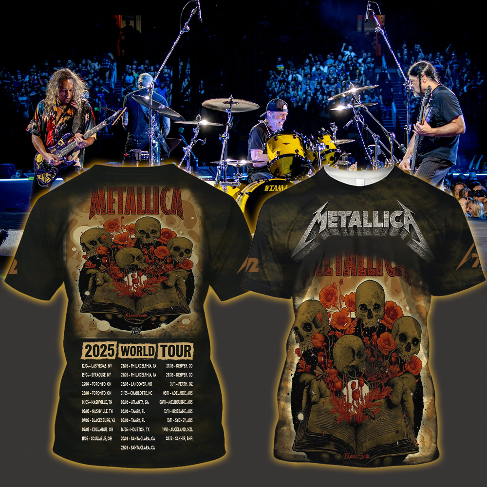 metallica load remastered mama said inspired all over print gothic skull poppy floral design 2025 rock style shirt