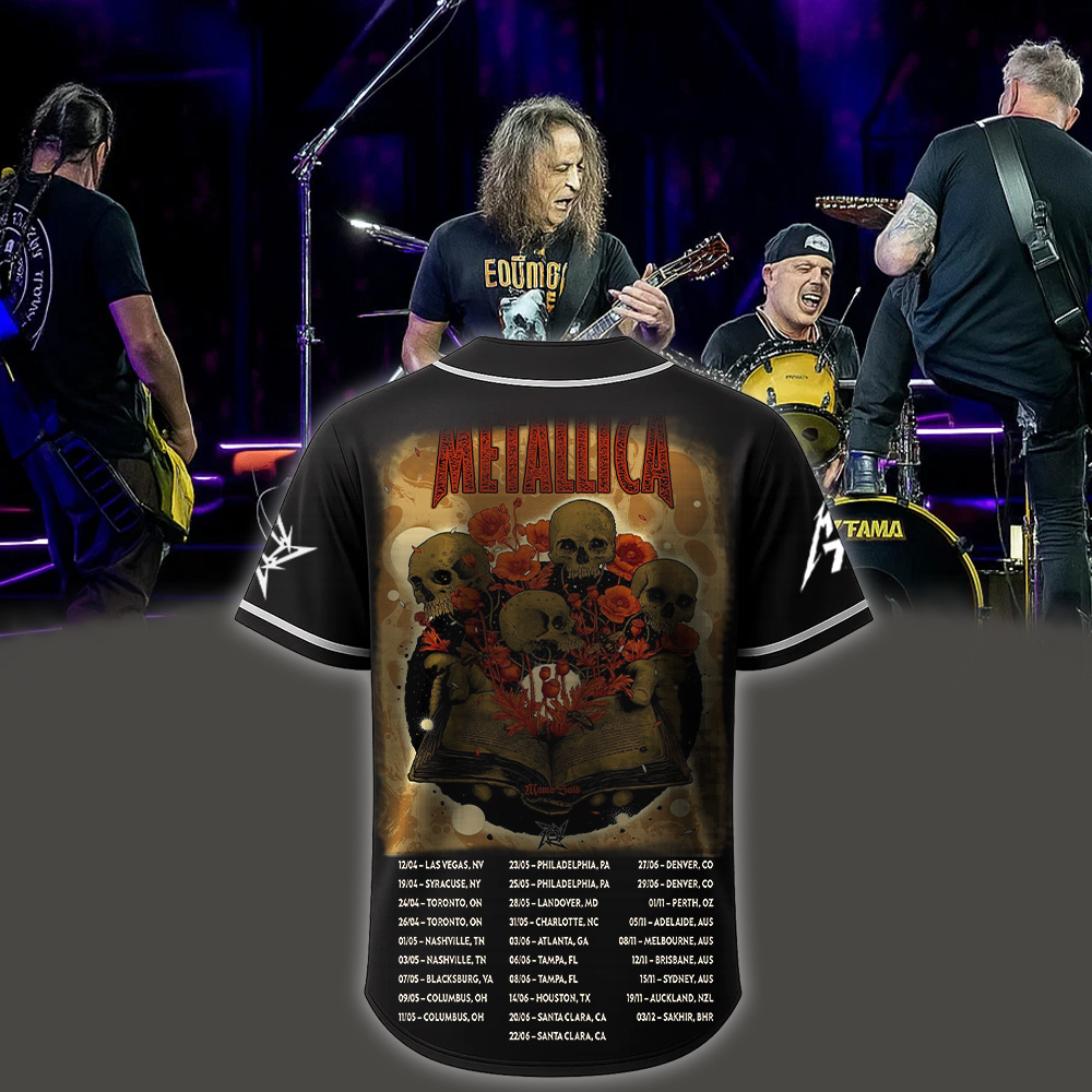 metallica load remastered mama said inspired skull poppy book artwork 2025 vintage heavy metal baseball jersey 2