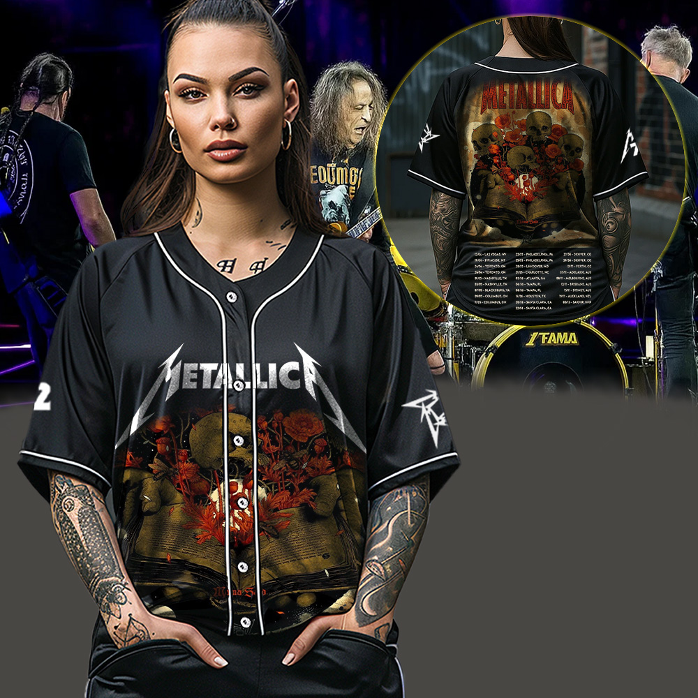 metallica load remastered mama said inspired skull poppy book artwork 2025 vintage heavy metal baseball jersey 3