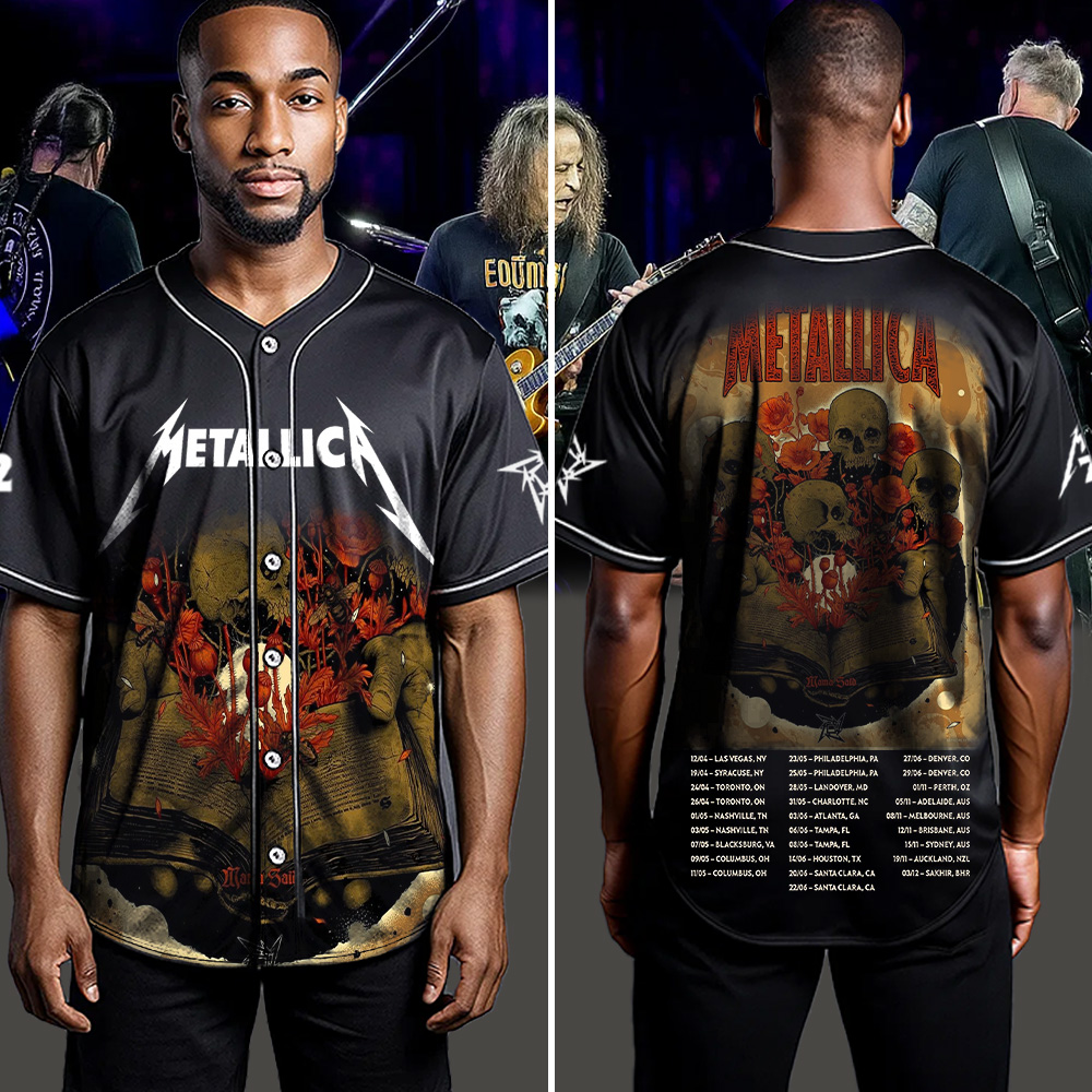 metallica load remastered mama said inspired skull poppy book artwork 2025 vintage heavy metal baseball jersey 4