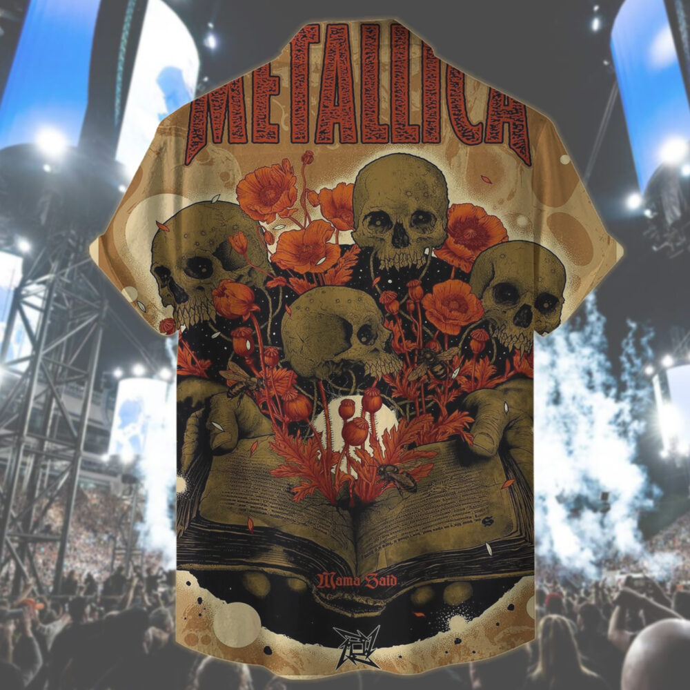 metallica load remastered mama said inspired skull poppy floral pattern 2025 tropical aop hawaiian shirt 2