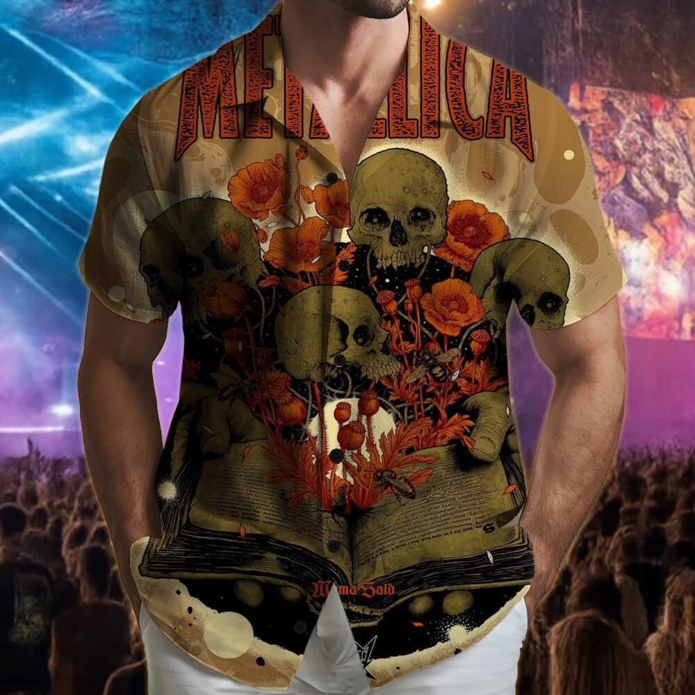 metallica load remastered mama said inspired skull poppy floral pattern 2025 tropical aop hawaiian shirt 3