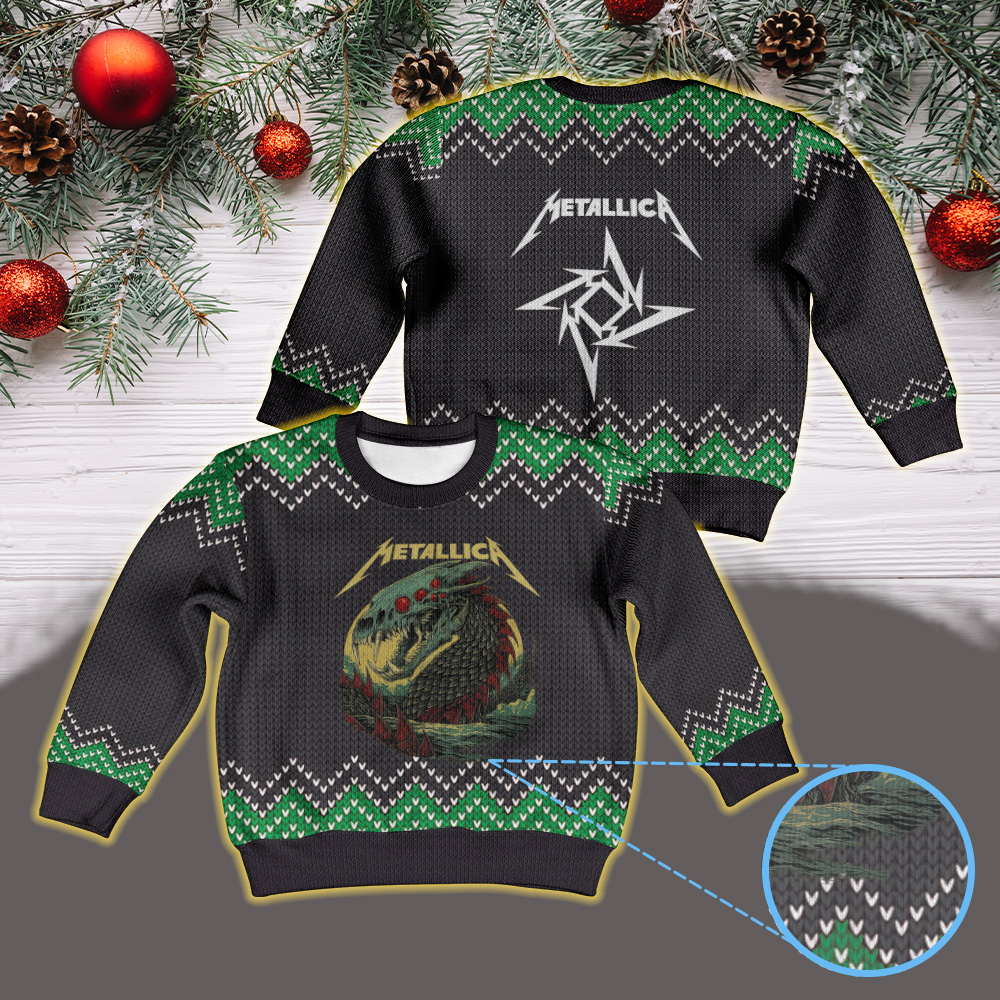 metallica m72 world tour 2025 april 19 2025 syracuse new york jma wireless dome sea dragon skull monster artwork vintage ugly christmas sweater