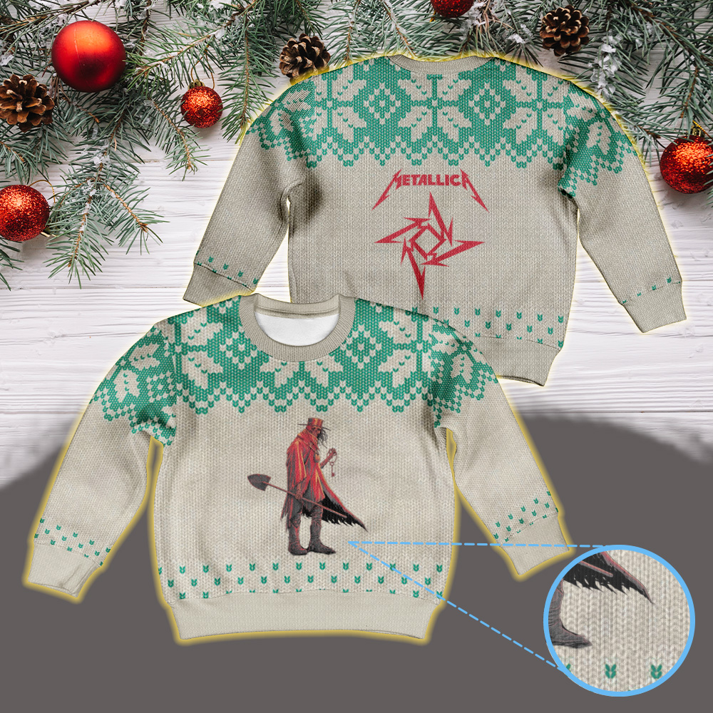metallica m72 world tour 2025 june 14 2025 houston texas nrg stadium gravedigger skeleton artwork vintage ugly christmas sweater
