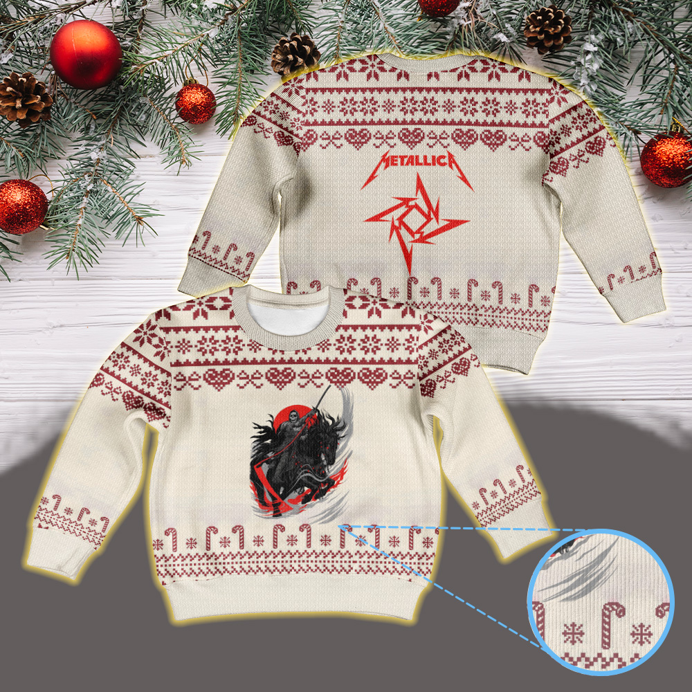 metallica m72 world tour 2025 june 27 29 2025 denver colorado empower field at mile high death rider on black horse artwork vintage ugly christmas sweater