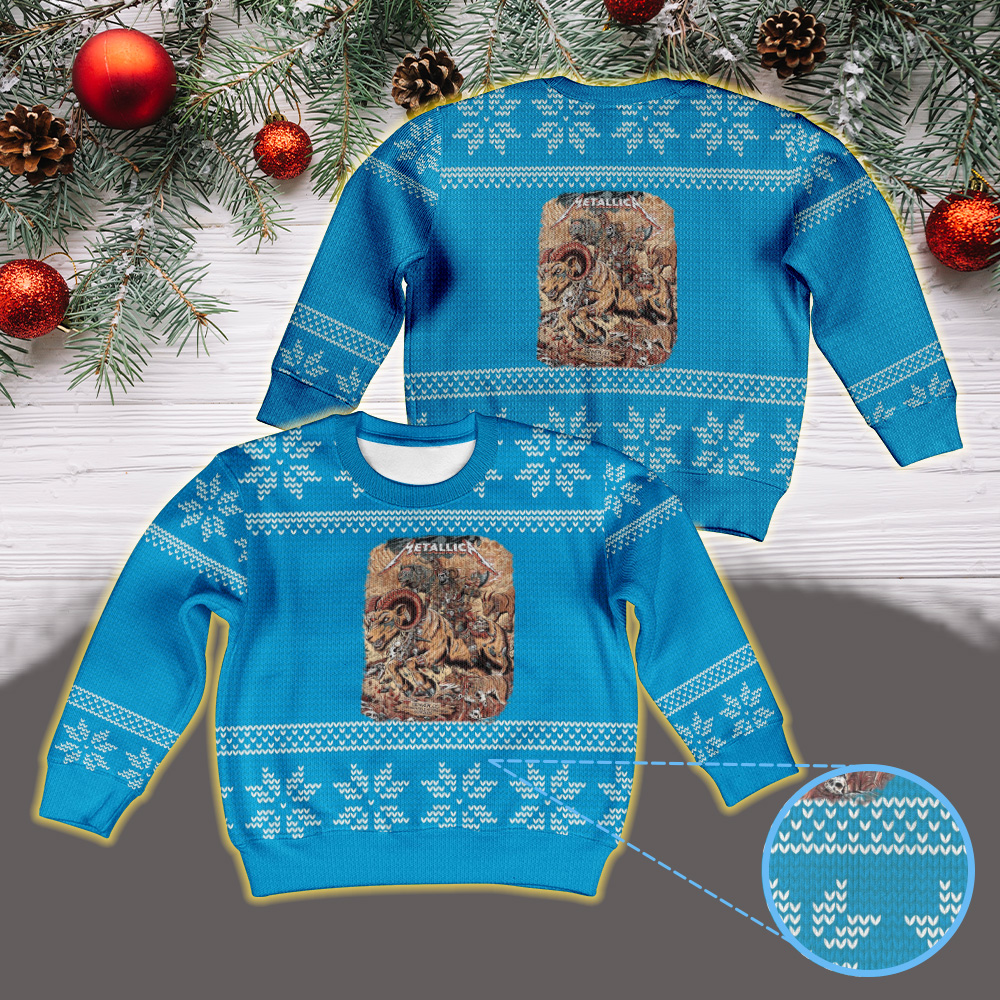 metallica m72 world tour 2025 june 29 2025 denver colorado empower field at mile high ram rider wolf pack artwork vintage ugly christmas sweater