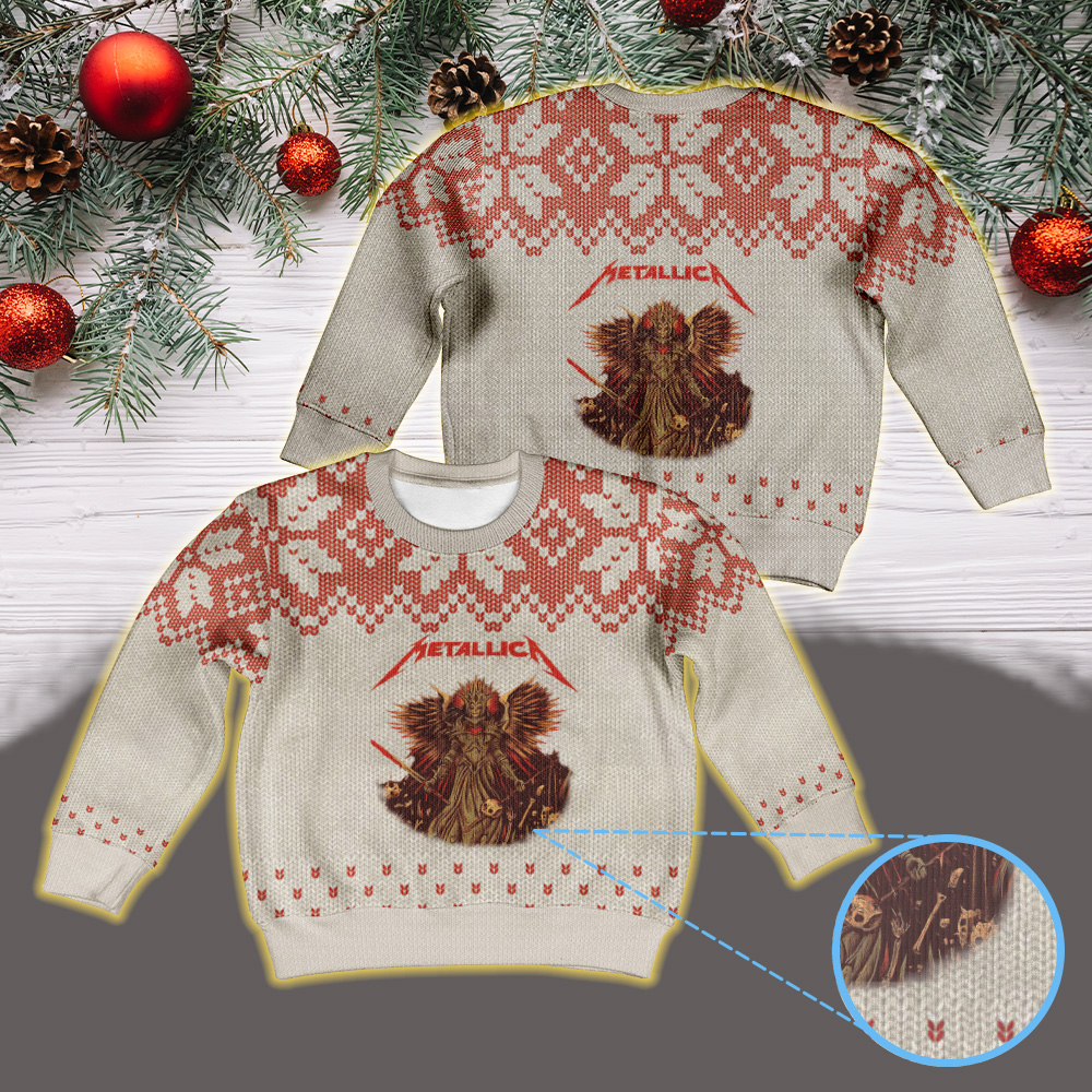 metallica m72 world tour 2025 june 3 2025 atlanta georgia mercedes benz stadium death angel warrior artwork vintage ugly christmas sweater