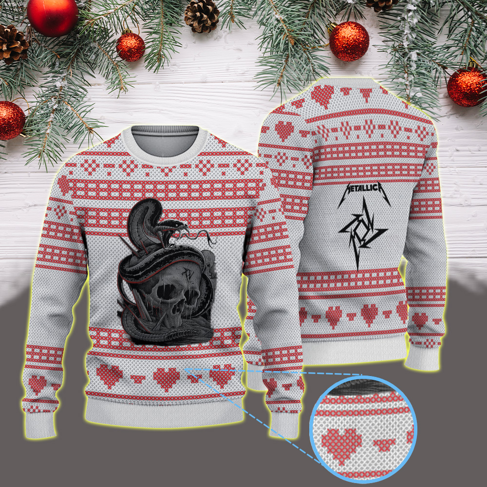 metallica m72 world tour 2025 may 1 2025 nashville tennessee nissan stadium venomous snake skull artwork vintage ugly christmas sweater 1