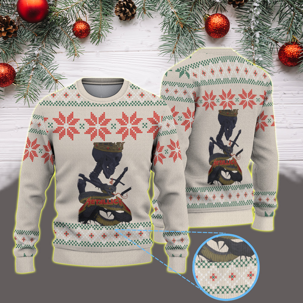 metallica m72 world tour 2025 may 11 2025 columbus ohio historic crew stadium crowned skeleton coiled serpent artwork vintage ugly christmas sweater 1