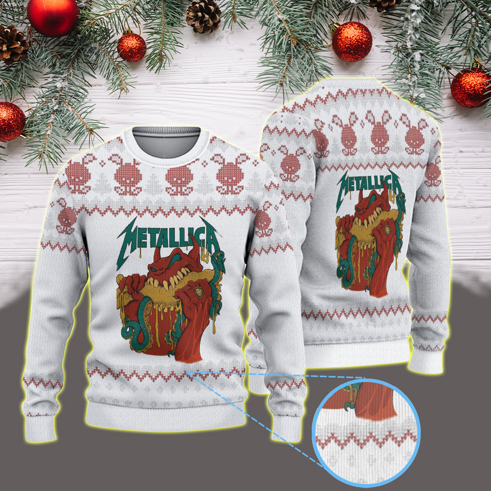 metallica m72 world tour 2025 may 25 2025 philadelphia pennsylvania lincoln financial field tentacle monster burger demon artwork vintage ugly christmas sweater 1