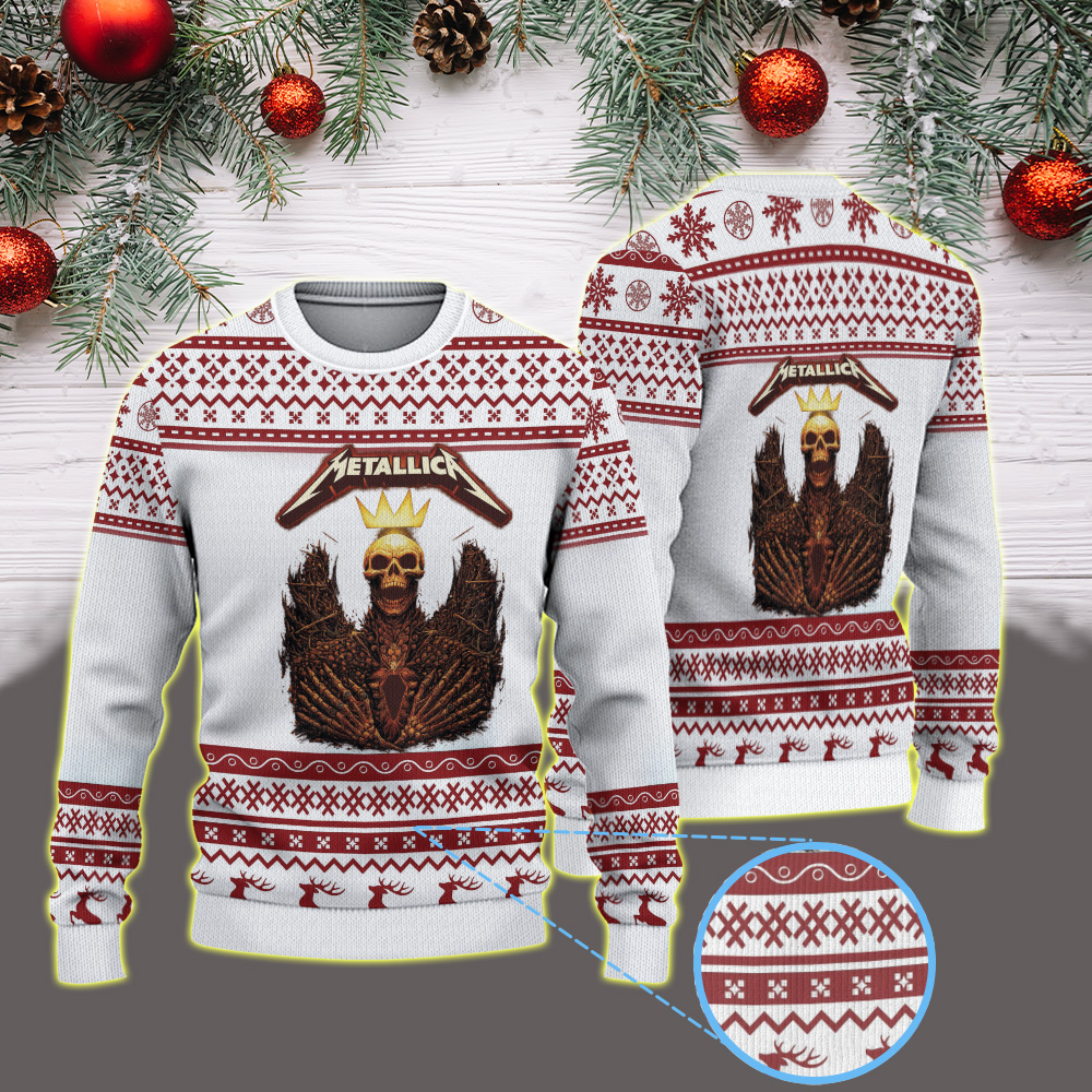 metallica m72 world tour 2025 may 31 2025 charlotte north carolina bank of america stadium golden skull king artwork vintage ugly christmas sweater 1