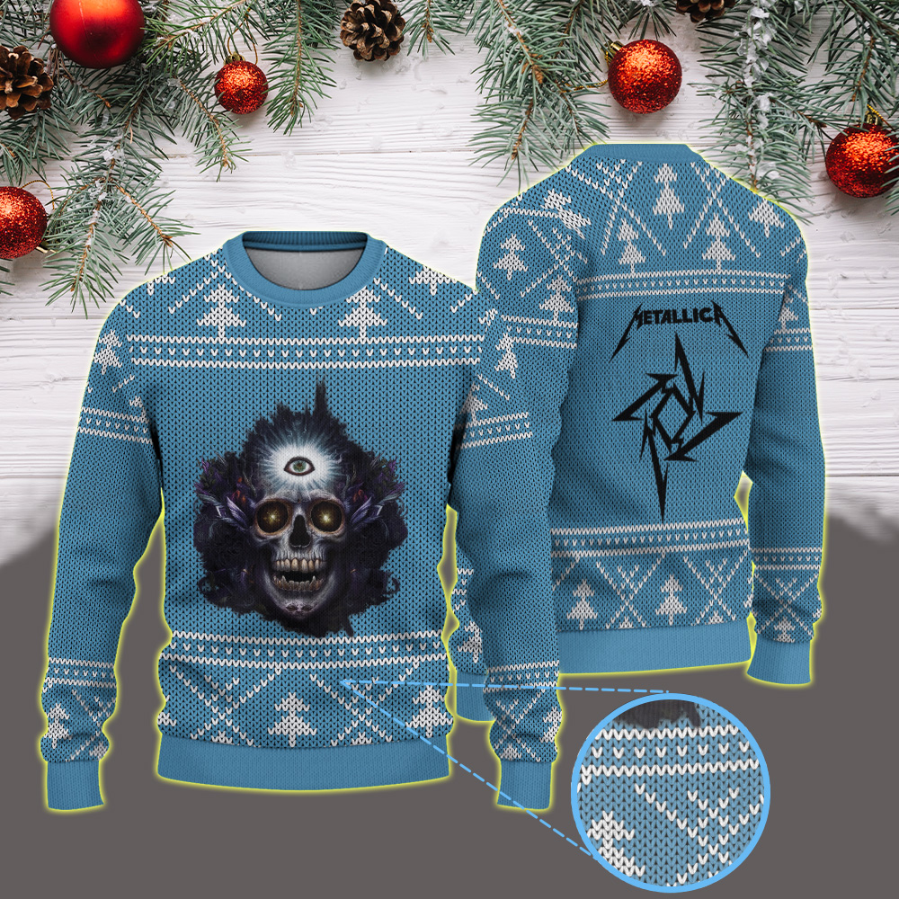 metallica m72 world tour 2025 may 31 2025 charlotte north carolina bank of america stadium third eye skull artwork vintage ugly christmas sweater 1