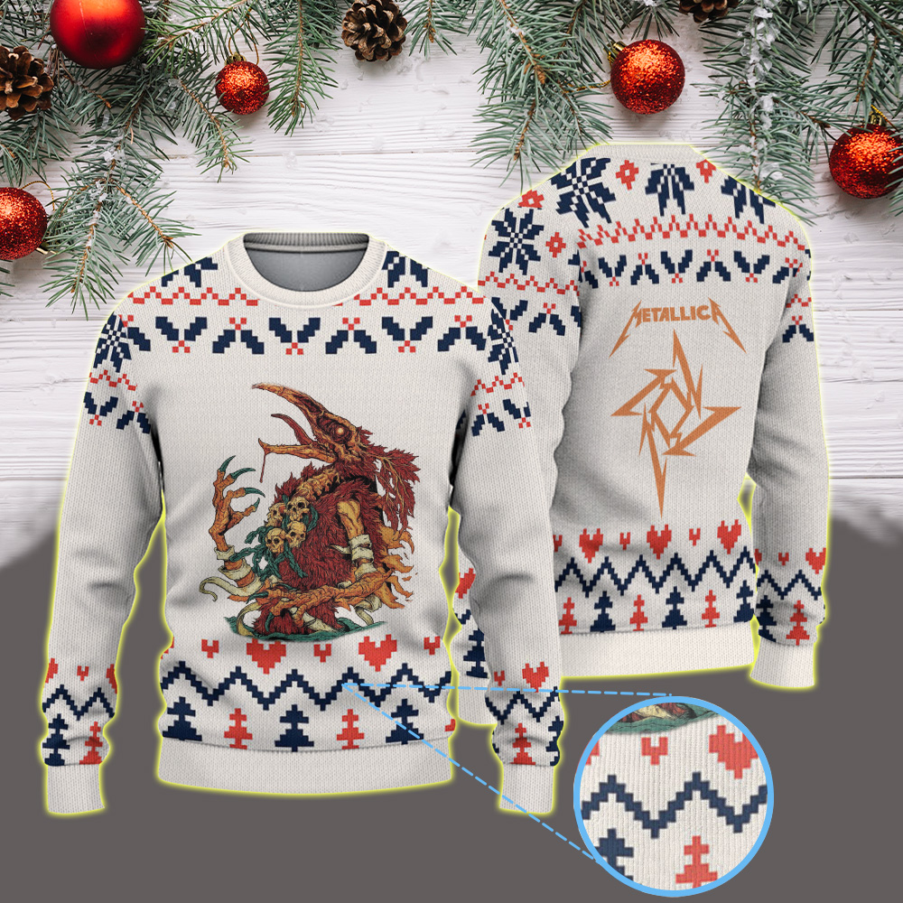 metallica m72 world tour 2025 may 7 2025 blacksburg virginia lane stadium virginia tech pop up shop skull bird monster artwork vintage ugly christmas sweater 1
