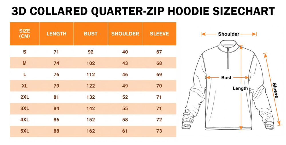 3D Collared Quarter Zip Hoodie size