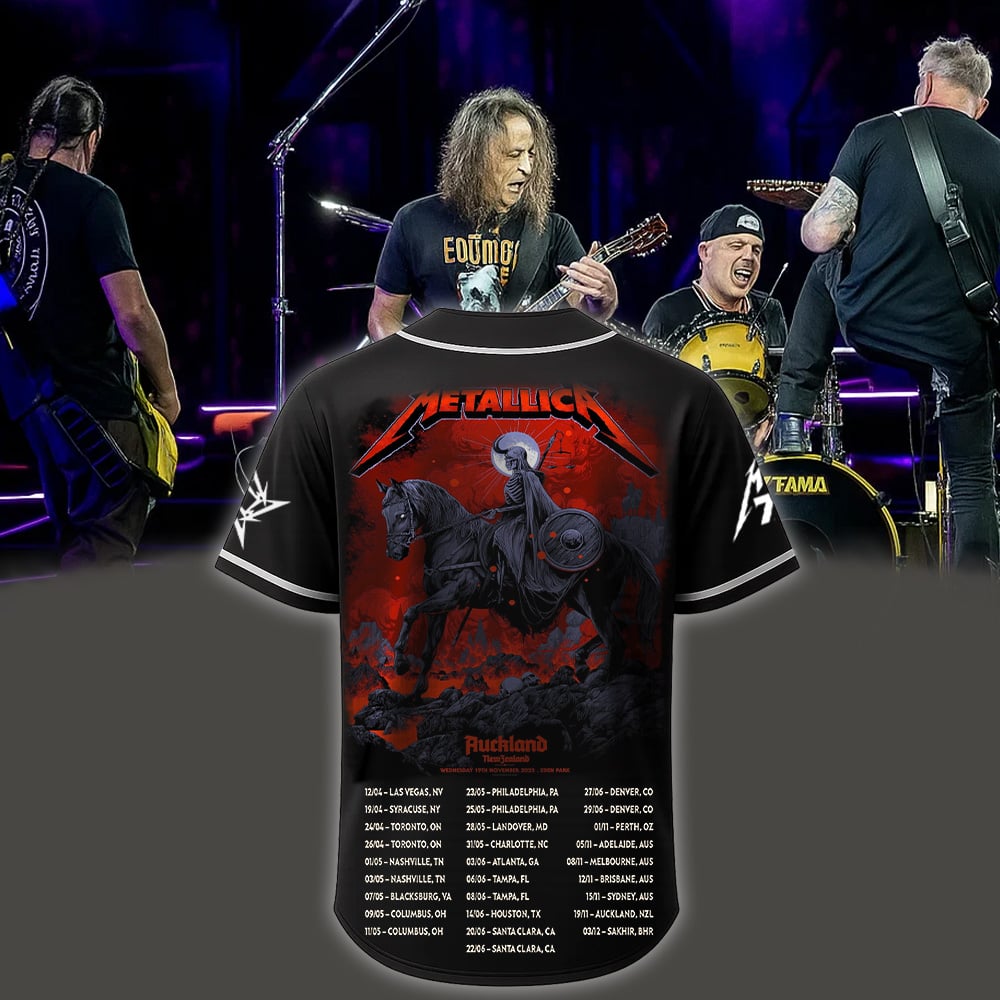 metallica auckland new zealand eden park baseball jersey november 19 2025 ken taylor art m72 world tour 2025 2