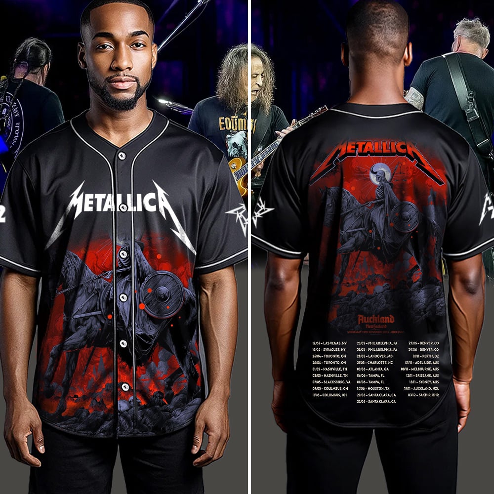 metallica auckland new zealand eden park baseball jersey november 19 2025 ken taylor art m72 world tour 2025 4