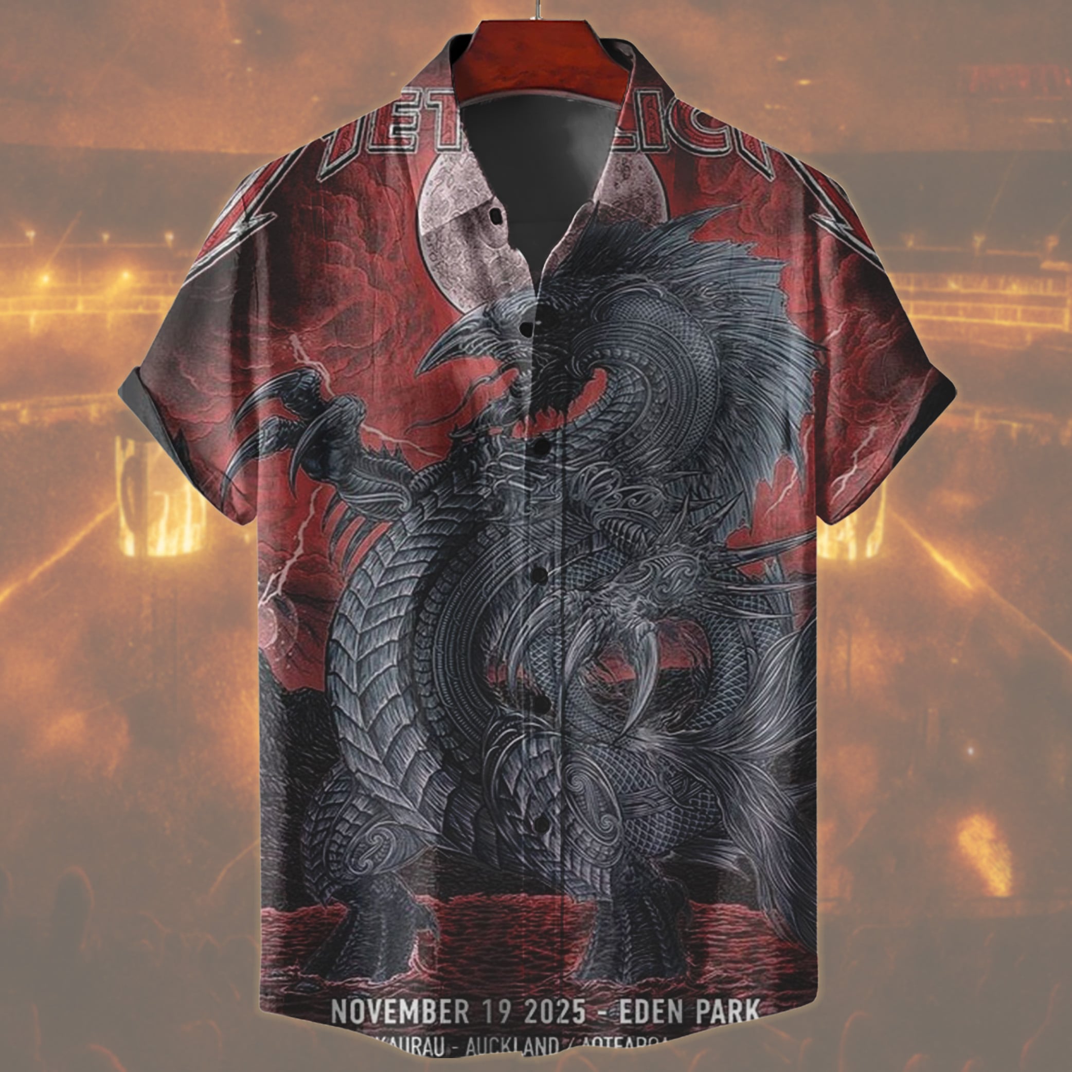 metallica auckland new zealand eden park hawaiian shirt november 19 2025 ken taylor art m72 world tour 2025 2