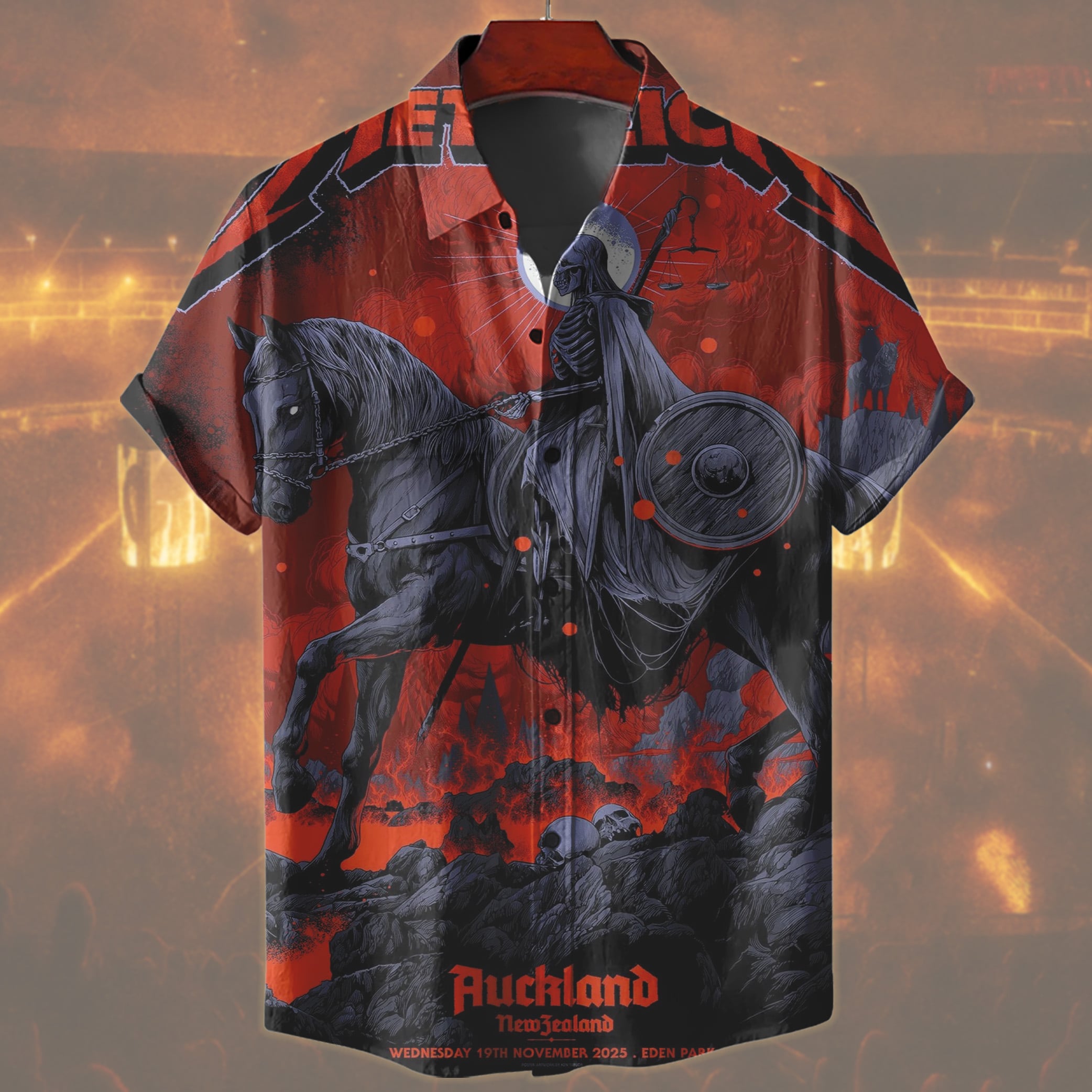 metallica auckland new zealand eden park hawaiian shirt november 19 2025 ken taylor art m72 world tour 2025 2