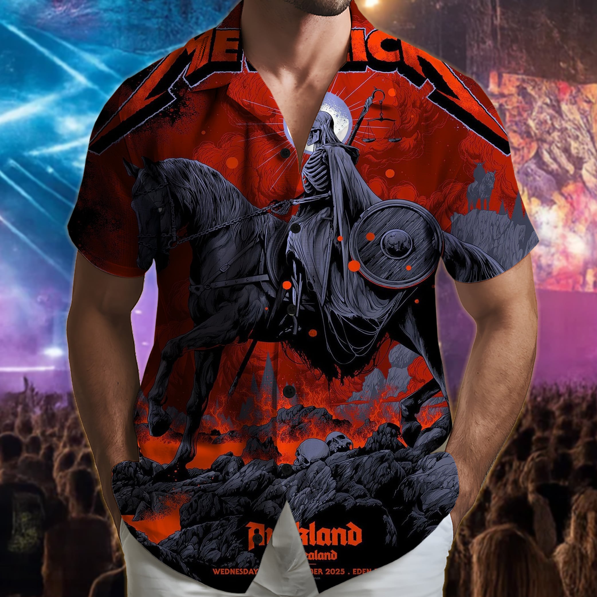 metallica auckland new zealand eden park hawaiian shirt november 19 2025 ken taylor art m72 world tour 2025 3