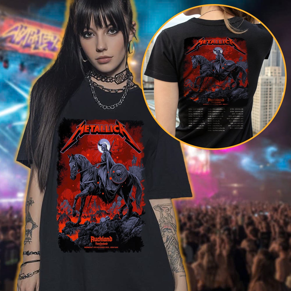 metallica auckland new zealand eden park t shirt november 19 2025 art by ken taylor m72 world tour 2025 3