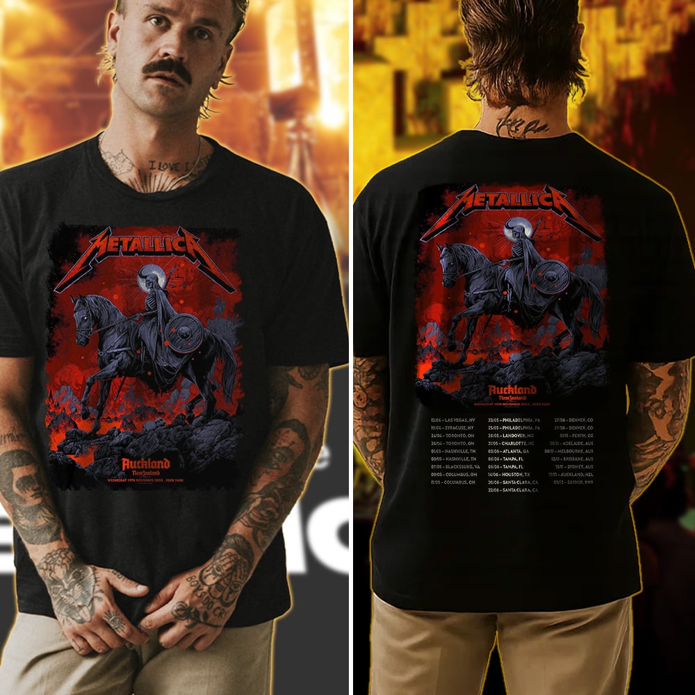 metallica auckland new zealand eden park t shirt november 19 2025 art by ken taylor m72 world tour 2025 4