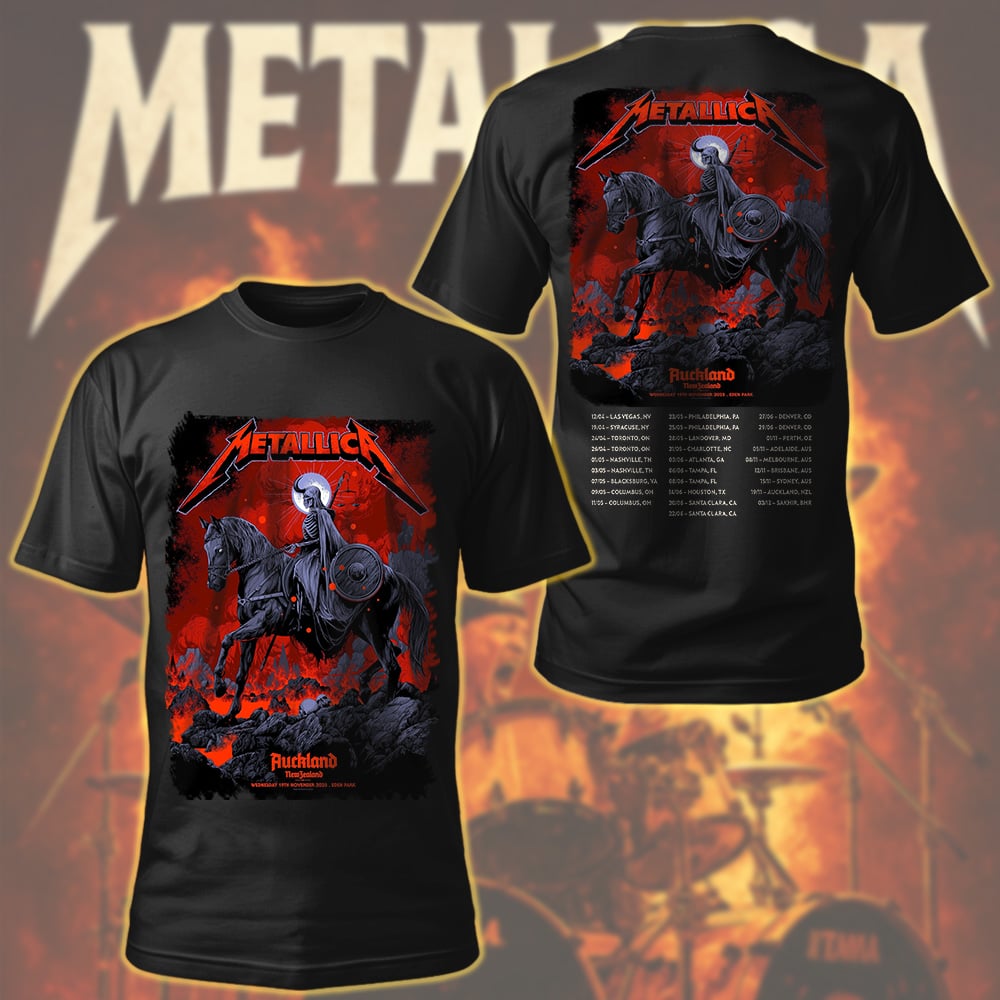 metallica auckland new zealand eden park t shirt november 19 2025 art by ken taylor m72 world tour 2025