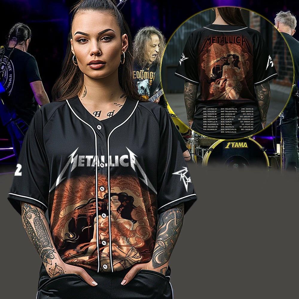 metallica brisbane australia suncorp stadium baseball jersey november 12 2025 tenicle art m72 world tour 2025 3