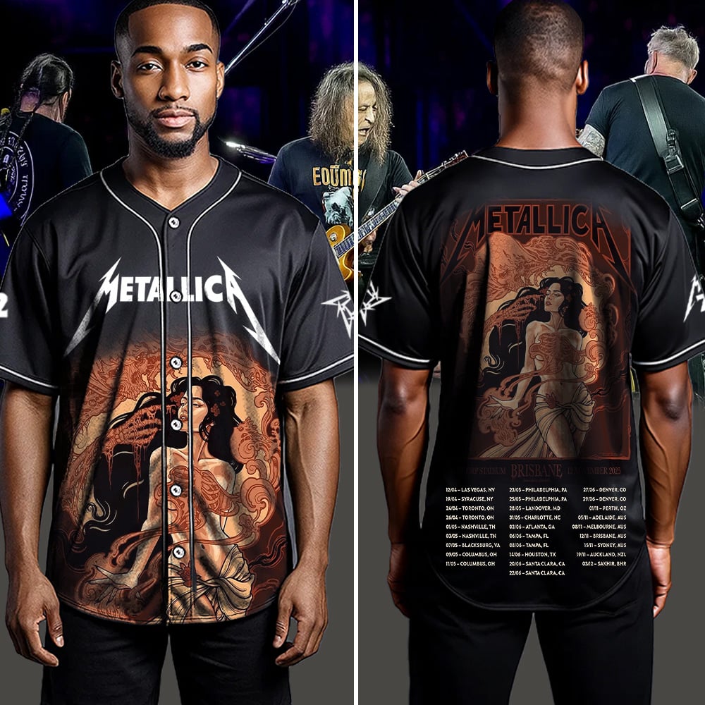 metallica brisbane australia suncorp stadium baseball jersey november 12 2025 tenicle art m72 world tour 2025 4