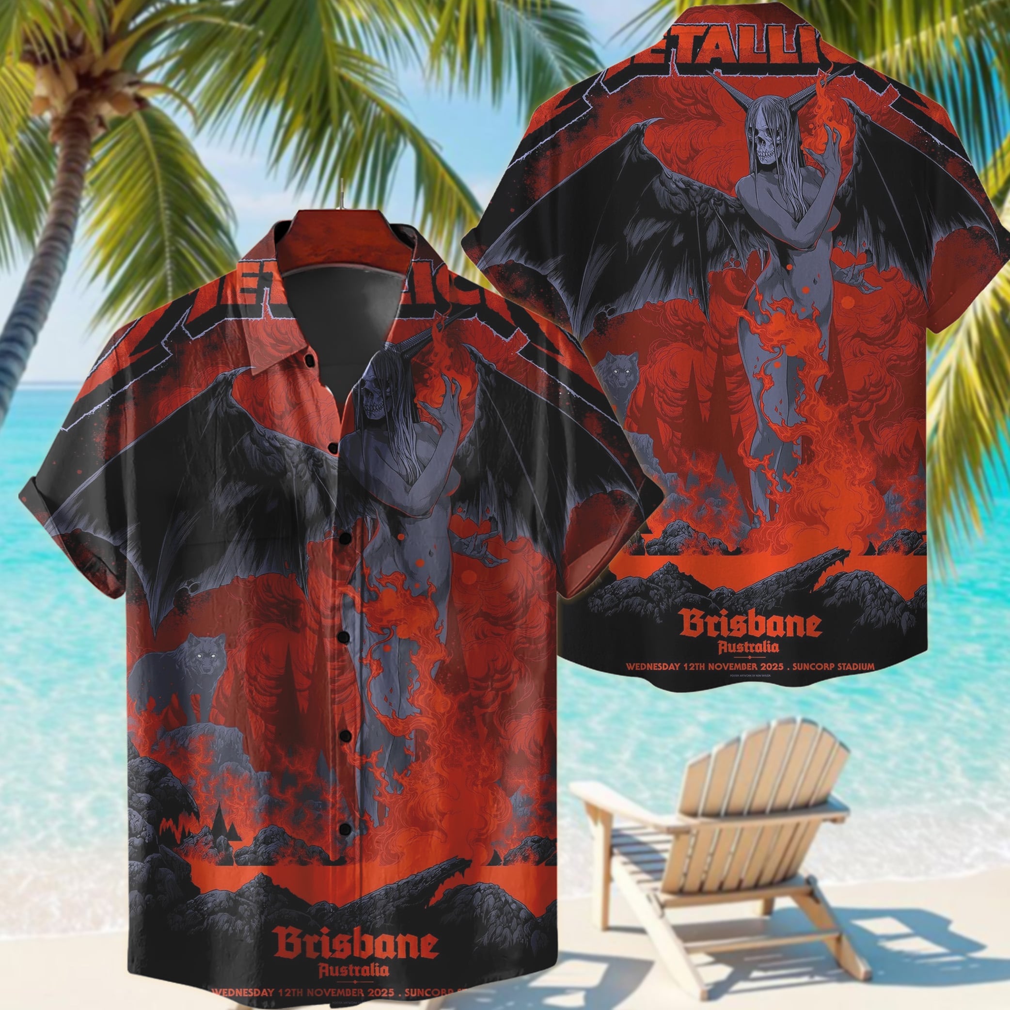 metallica brisbane australia suncorp stadium hawaiian shirt november 12 2025 fiery demon art m72 world tour 2025 1