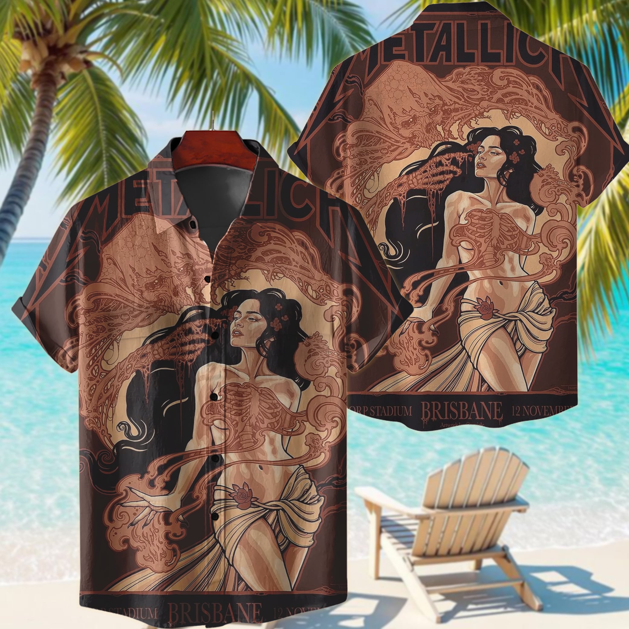 metallica brisbane australia suncorp stadium hawaiian shirt november 12 2025 tenicle art m72 world tour 2025 1