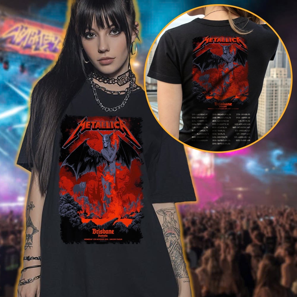metallica brisbane australia suncorp stadium t shirt november 12 2025 fiery demon art m72 world tour 2025 3