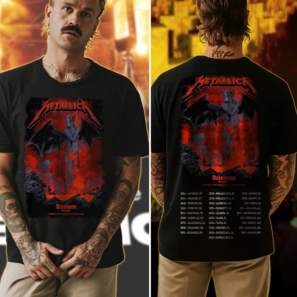 metallica brisbane australia suncorp stadium t shirt november 12 2025 fiery demon art m72 world tour 2025 4