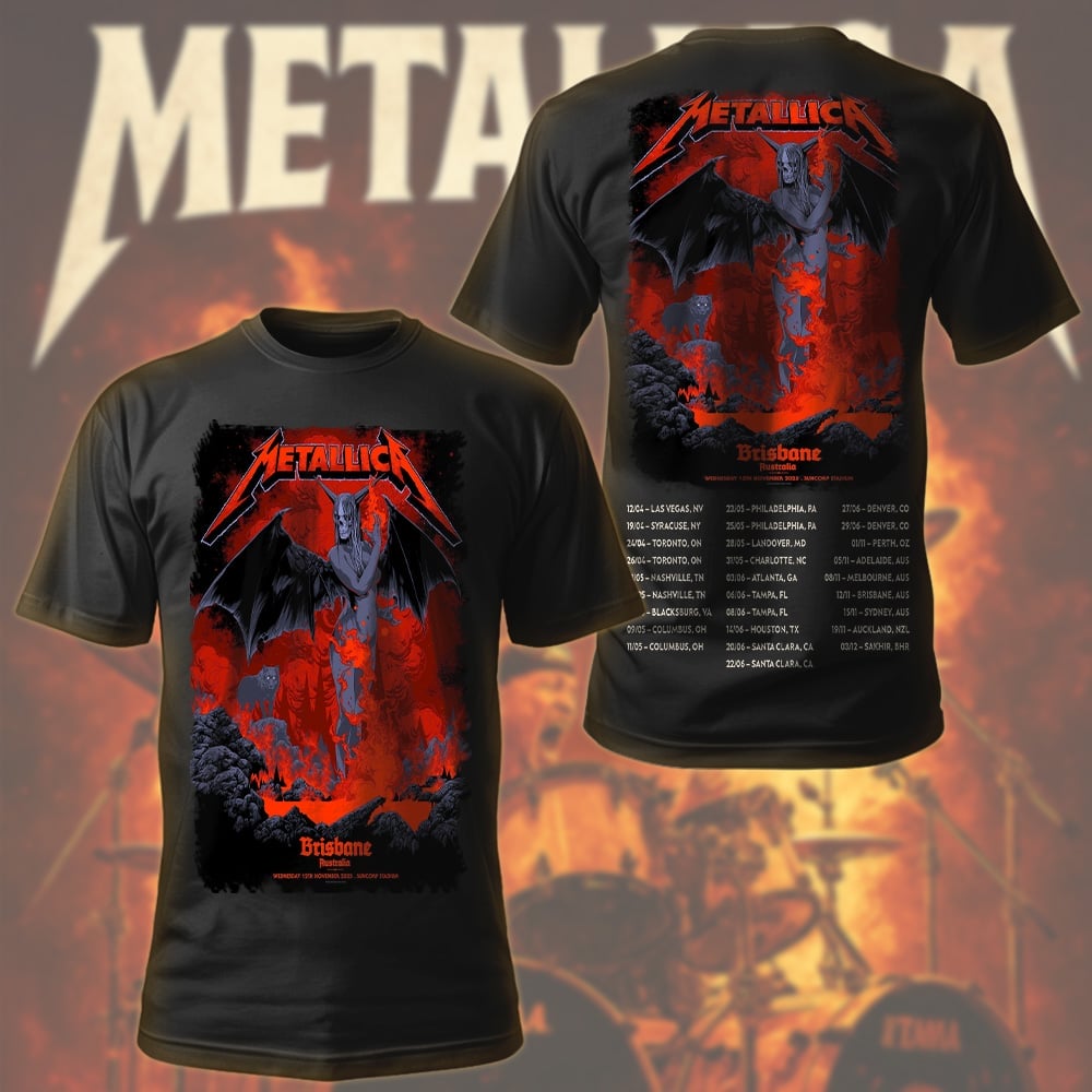 metallica brisbane australia suncorp stadium t shirt november 12 2025 fiery demon art m72 world tour 2025