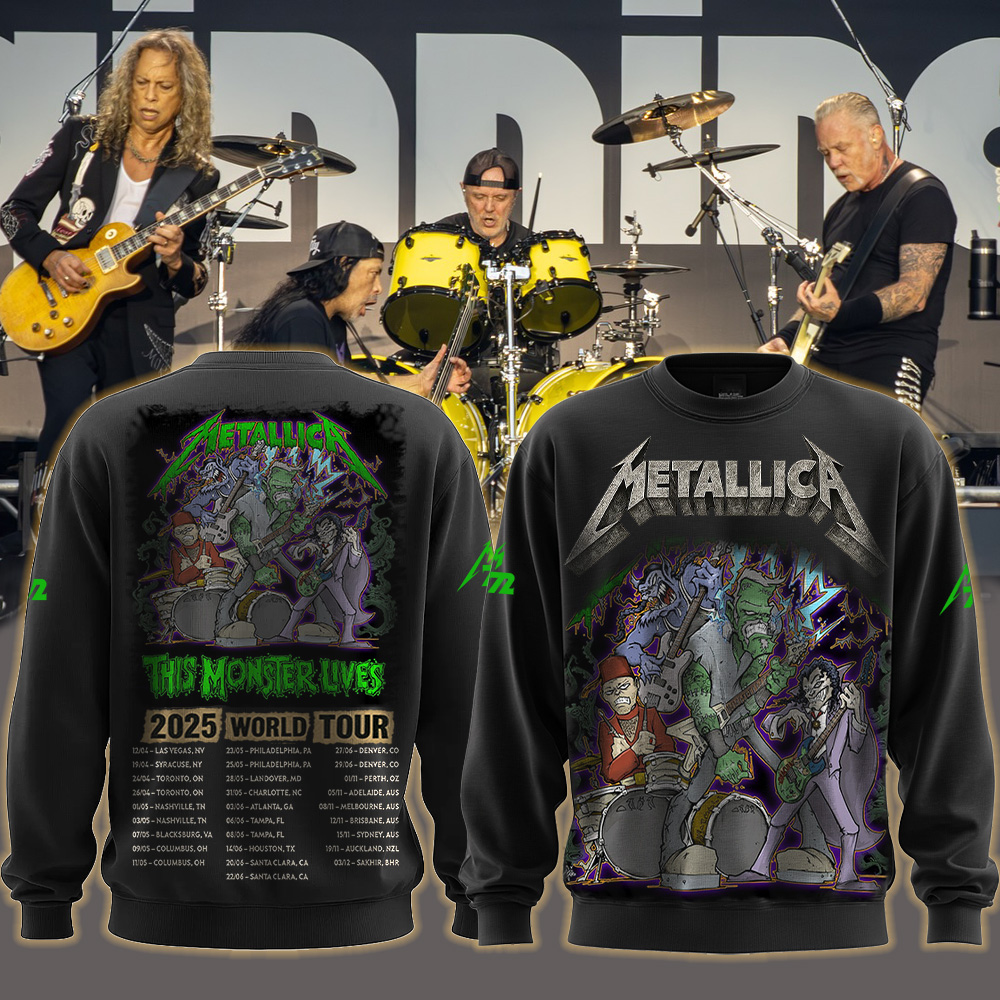metallica halloween 2025 this monster lives x squindo metalli monsters all over print sweater