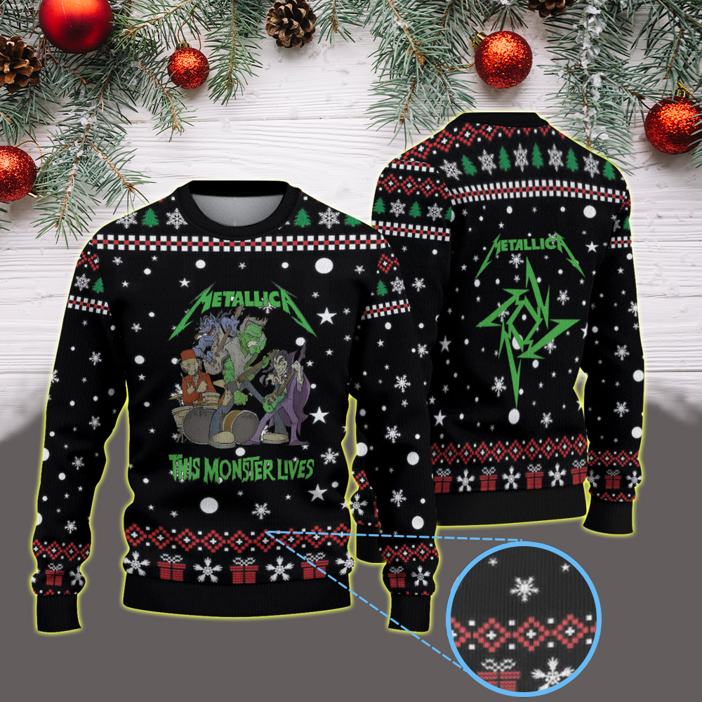 metallica halloween 2025 this monster lives x squindo metalli monsters vintage ugly christmas sweater 1