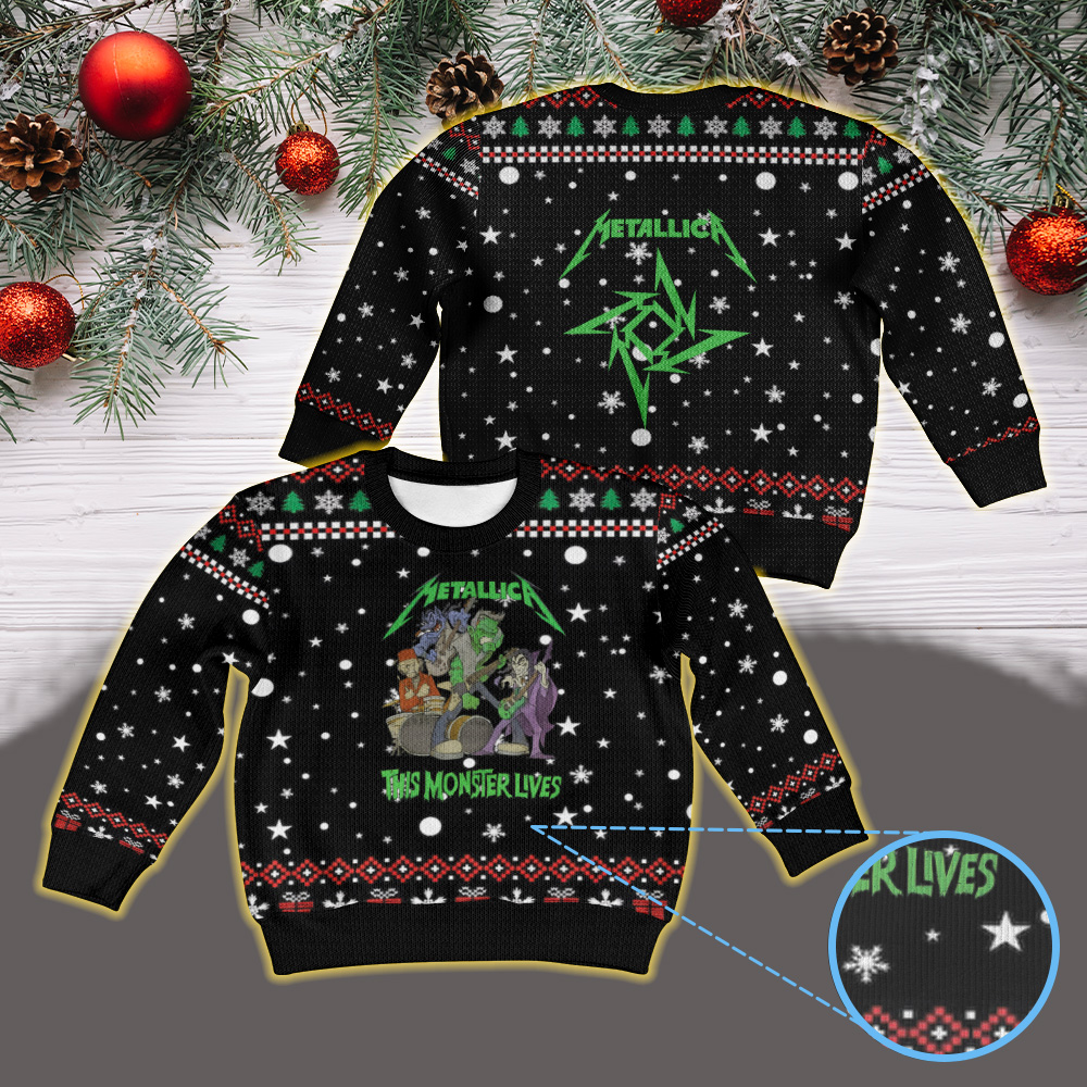 metallica halloween 2025 this monster lives x squindo metalli monsters vintage ugly christmas sweater