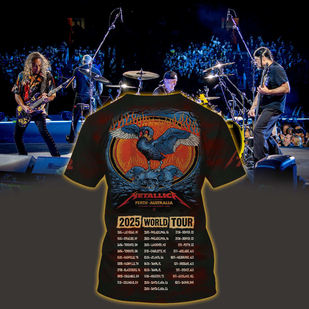 metallica m72 world tour 2025 november 1 2025 perth australia optus stadium the black swan all over print shirt 2