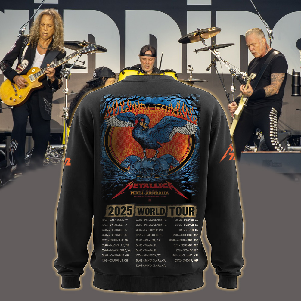 metallica m72 world tour 2025 november 1 2025 perth australia optus stadium the black swan all over print sweater 2