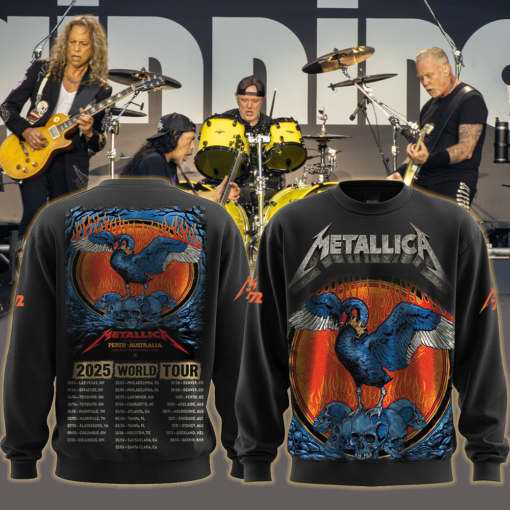 metallica m72 world tour 2025 november 1 2025 perth australia optus stadium the black swan all over print sweater