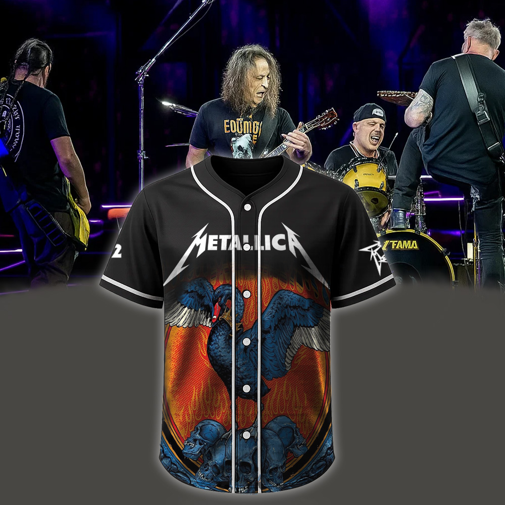 metallica m72 world tour 2025 november 1 2025 perth australia optus stadium the black swan baseball jersey 1