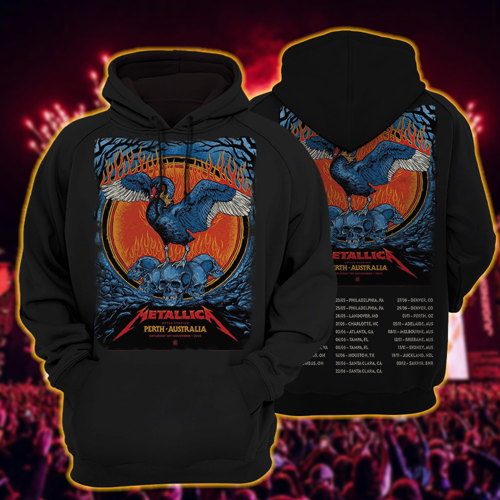 metallica m72 world tour 2025 november 1 2025 perth australia optus stadium the black swan hoodie 1