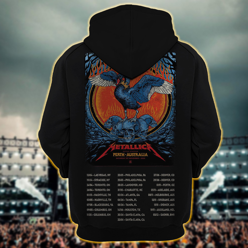 metallica m72 world tour 2025 november 1 2025 perth australia optus stadium the black swan hoodie 2