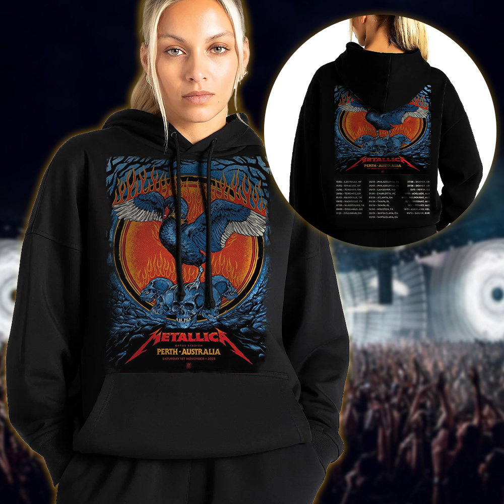 metallica m72 world tour 2025 november 1 2025 perth australia optus stadium the black swan hoodie 3